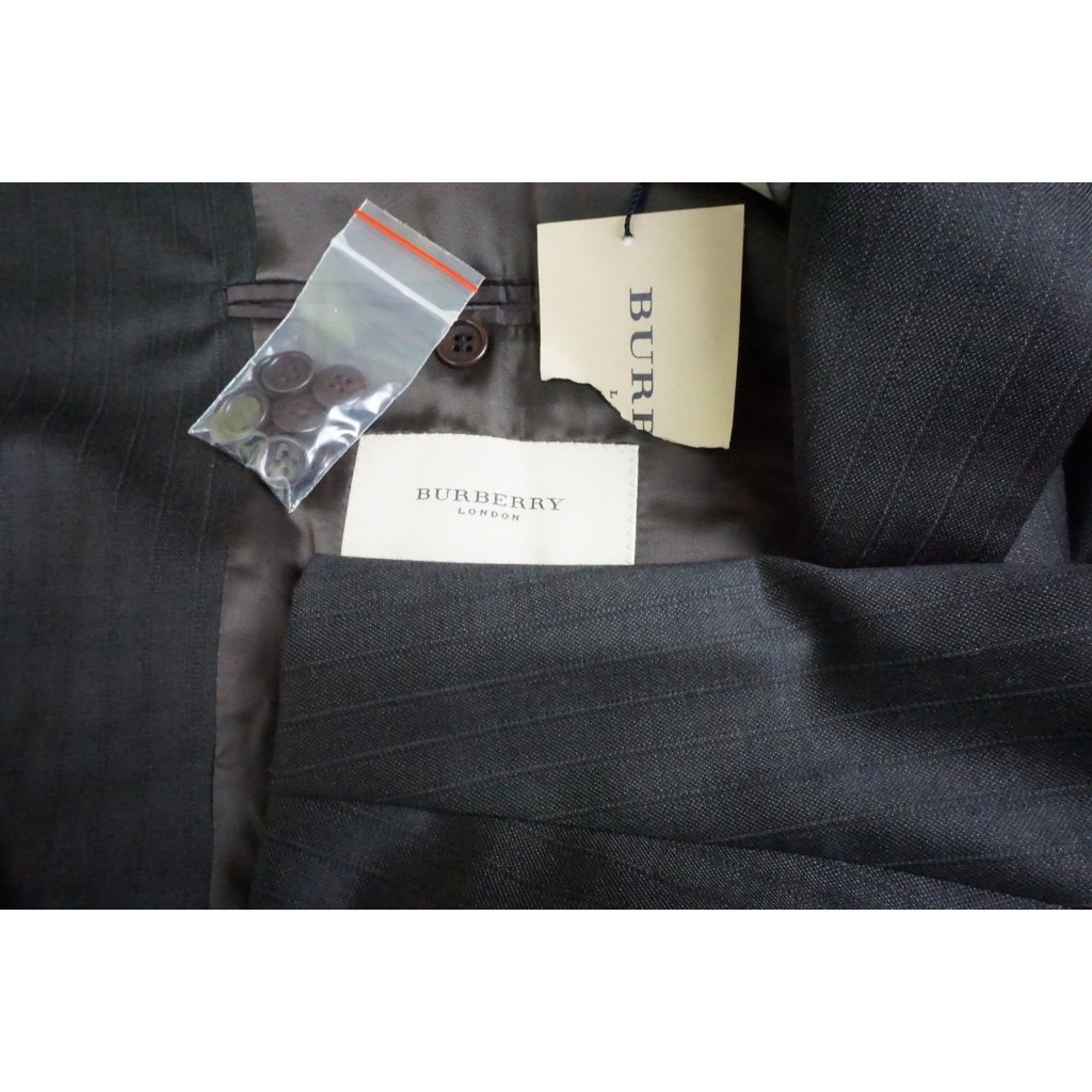Burberry London Wool Brown Striped 2 Pc Suit Jacket Pants Sz 50r Us New